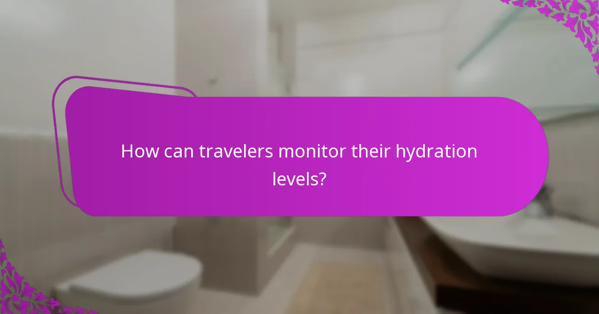 How can travelers monitor their hydration levels?
