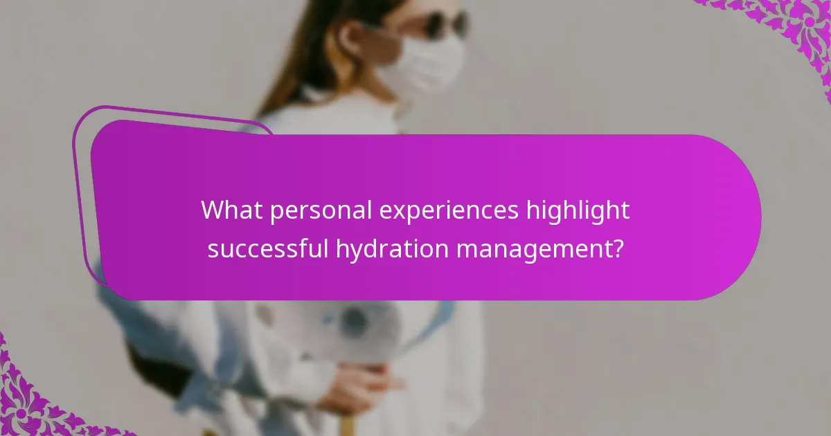 What personal experiences highlight successful hydration management?